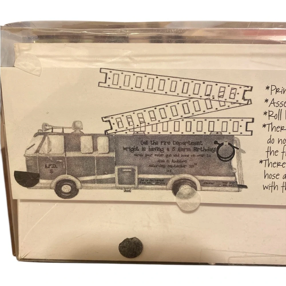 Red Fire Truck 3D Movable Party Invitations- Blank- 10 per Box. New.